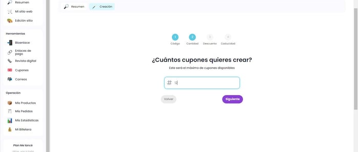 Crear cupones